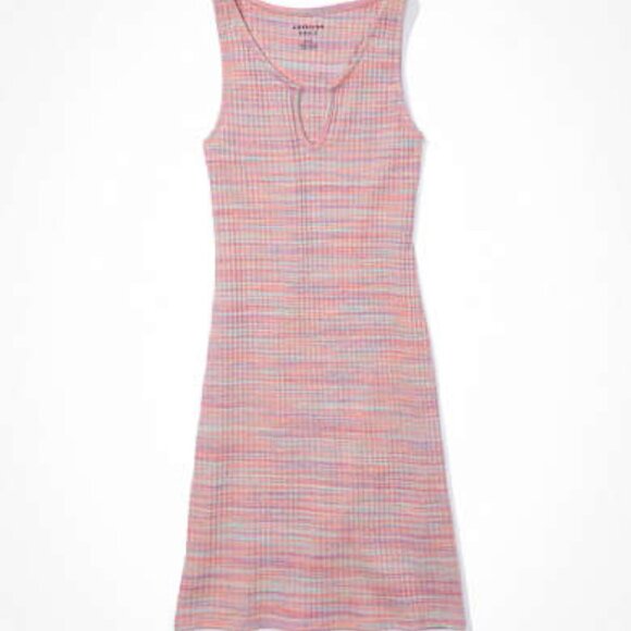 AE Casual Overall Mini Dress XL Women's Pink Multi Color Pre-owned - Picture 1 of 7